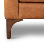 Fauteuil de salon moderne en cuir cognac avec cadre en bois séché au four