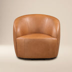 Fauteuil pivotant moderne en cuir tanné de couleur bourbon avec base pivotante