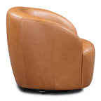 Fauteuil pivotant moderne en cuir tanné de couleur bourbon avec base pivotante