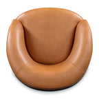Fauteuil pivotant moderne en cuir tanné de couleur bourbon avec base pivotante