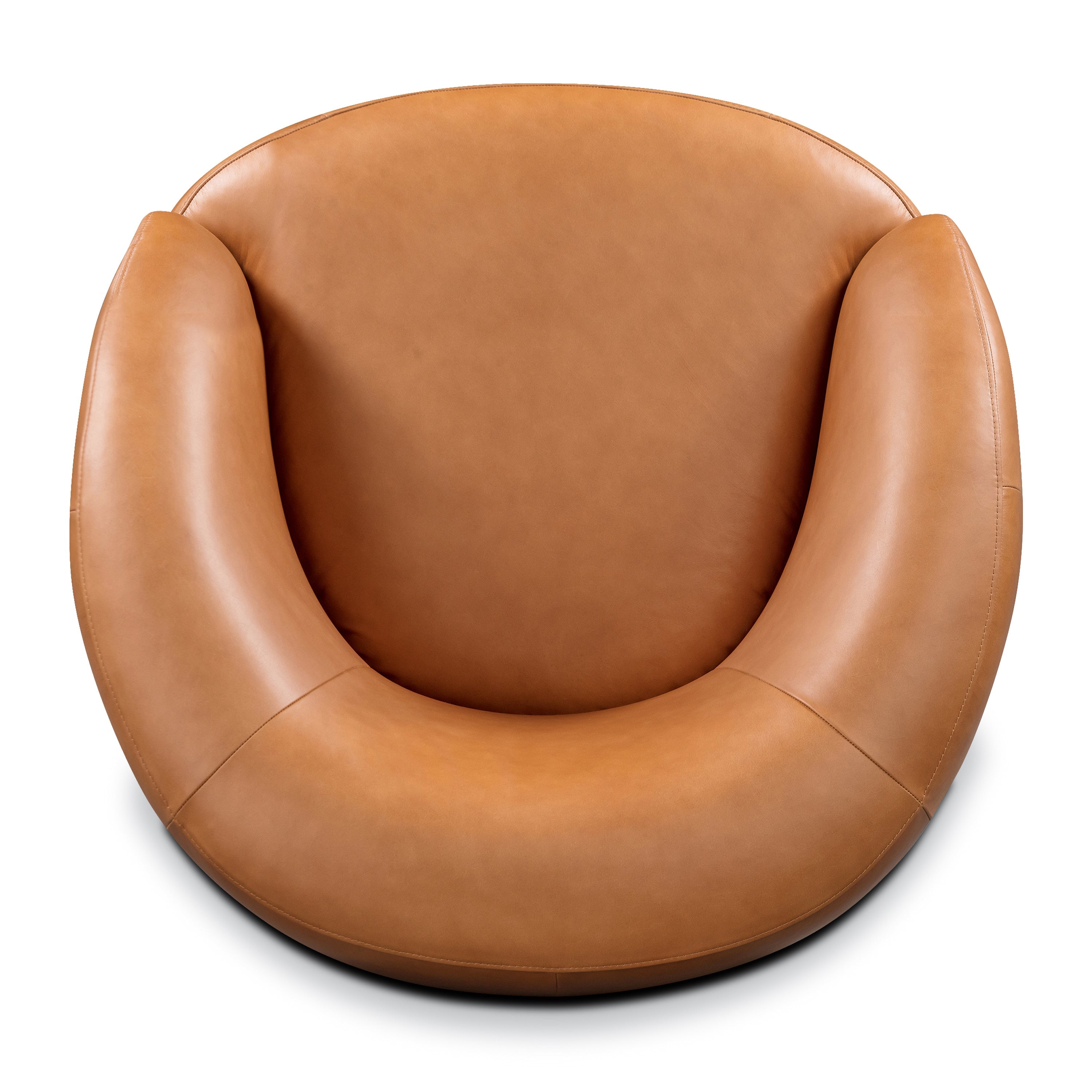 Modern Bourbon Tan Leather Leather Swivel Chair with Swivel Base