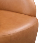 Fauteuil pivotant moderne en cuir tanné de couleur bourbon avec base pivotante