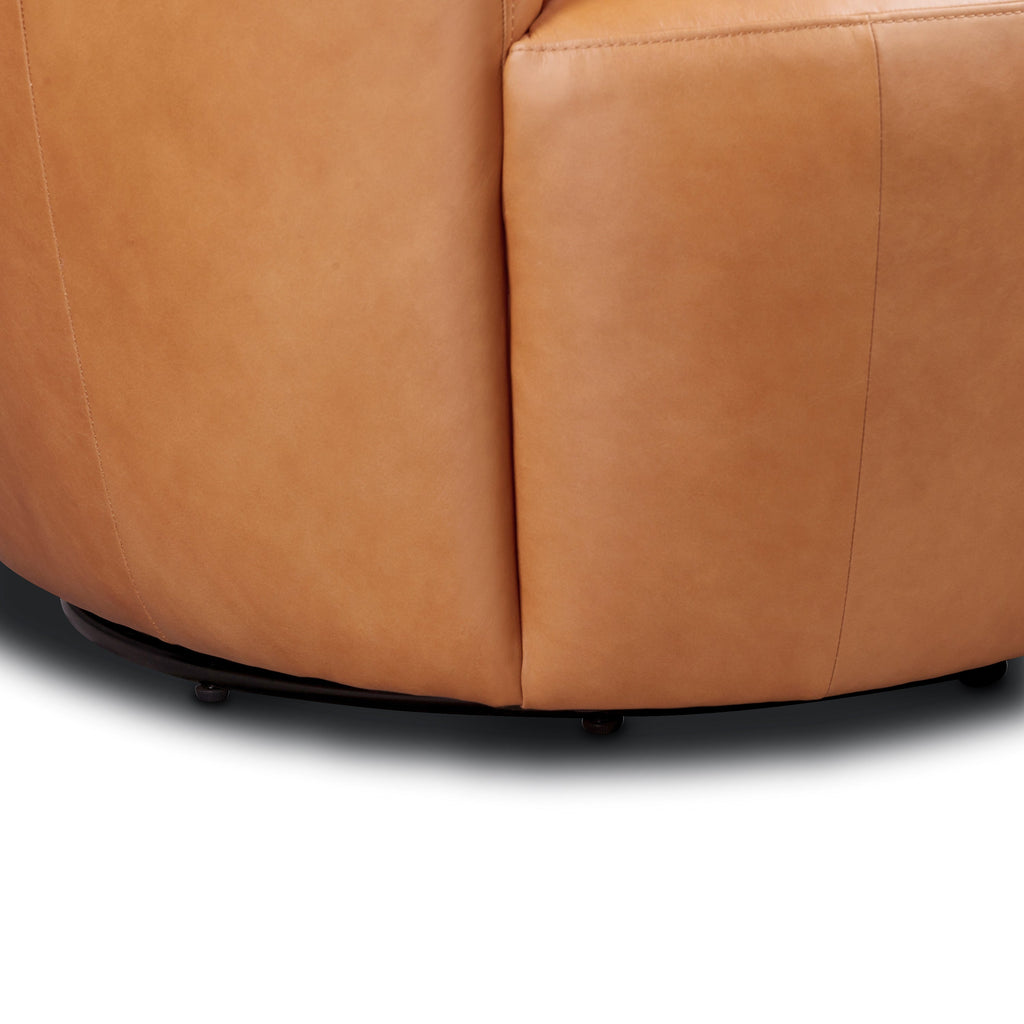 Modern Bourbon Tan Leather Leather Swivel Chair with Swivel Base