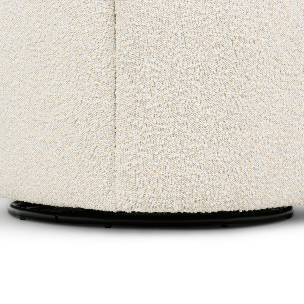 Modern Crema White Boucle Swivel Lounge Chair with Swivel Base