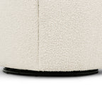 Fauteuil pivotant moderne en bouclé blanc cassé avec base pivotante