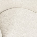 Fauteuil pivotant moderne en bouclé blanc cassé avec base pivotante