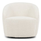 Fauteuil pivotant moderne en bouclé blanc cassé avec base pivotante