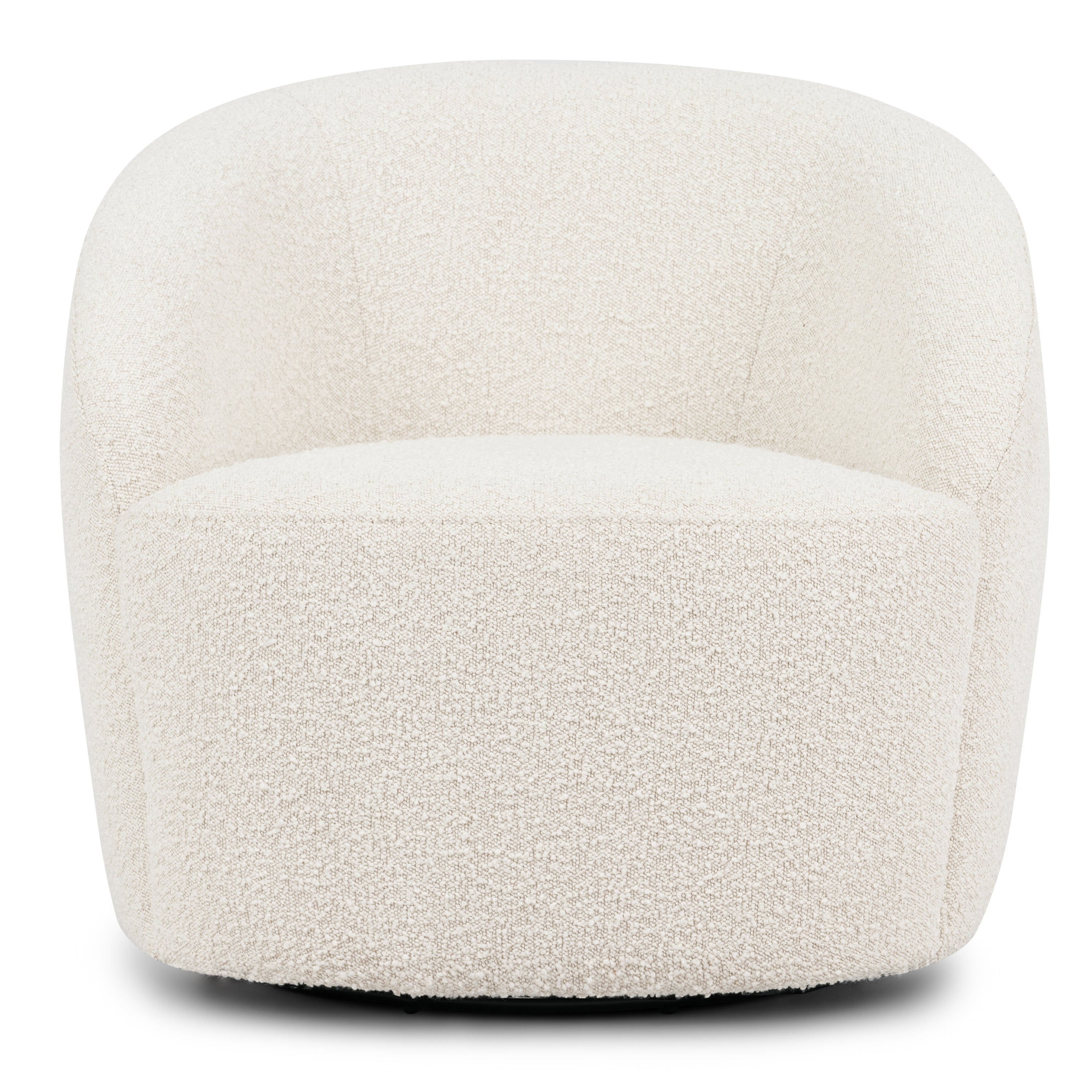 Modern Crema White Boucle Swivel Lounge Chair with Swivel Base