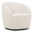 Fauteuil pivotant moderne en bouclé blanc cassé avec base pivotante