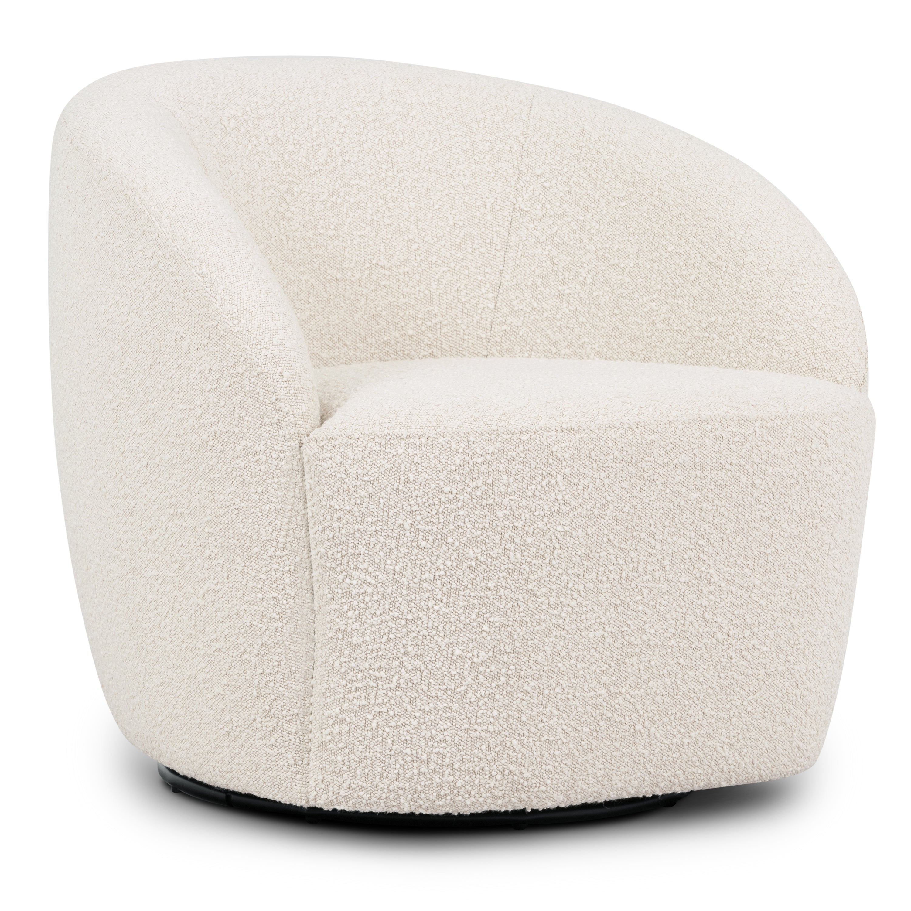 Modern Crema White Boucle Swivel Lounge Chair with Swivel Base