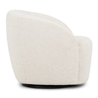 Fauteuil pivotant moderne en bouclé blanc cassé avec base pivotante