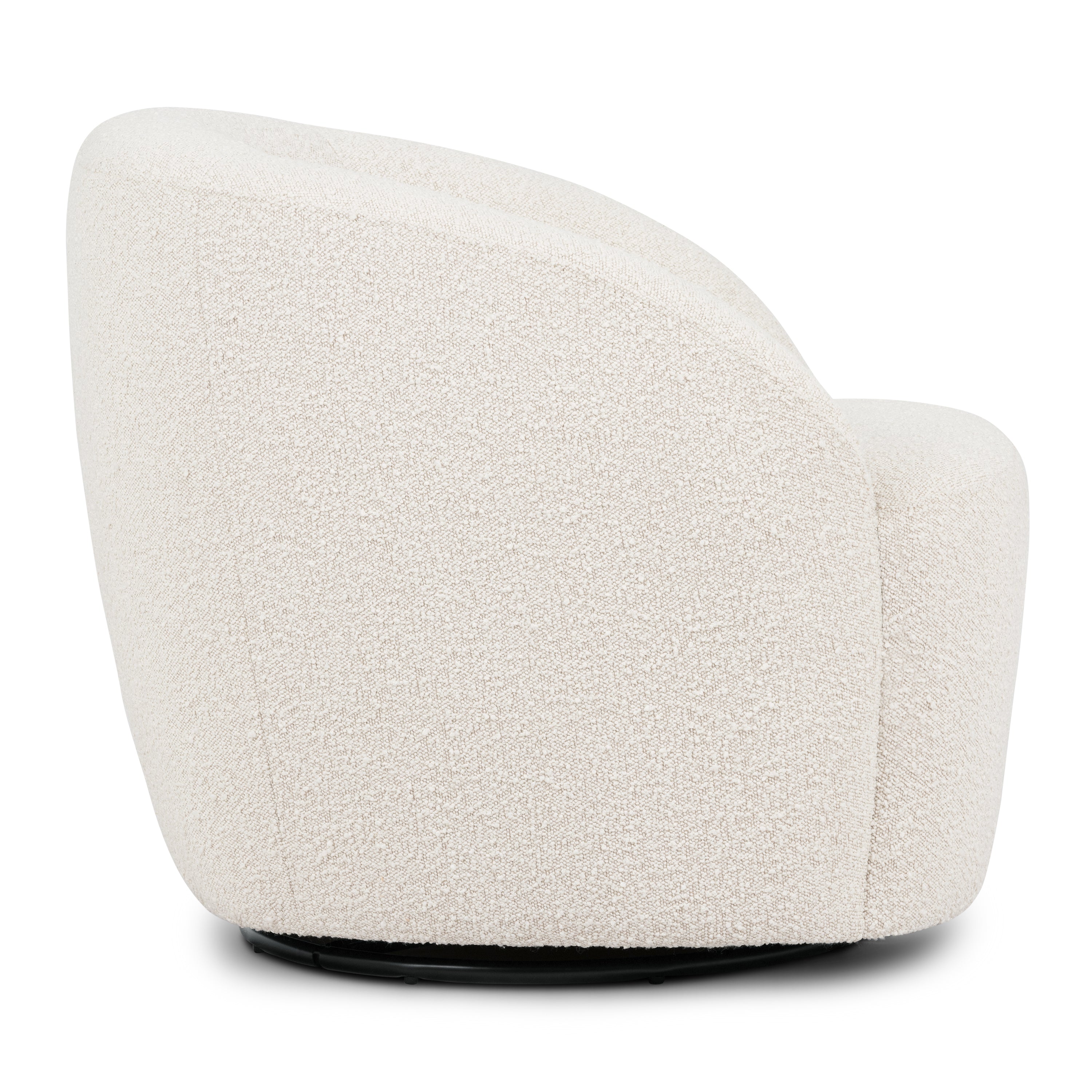 Modern Crema White Boucle Swivel Lounge Chair with Swivel Base