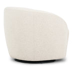 Fauteuil pivotant moderne en bouclé blanc cassé avec base pivotante