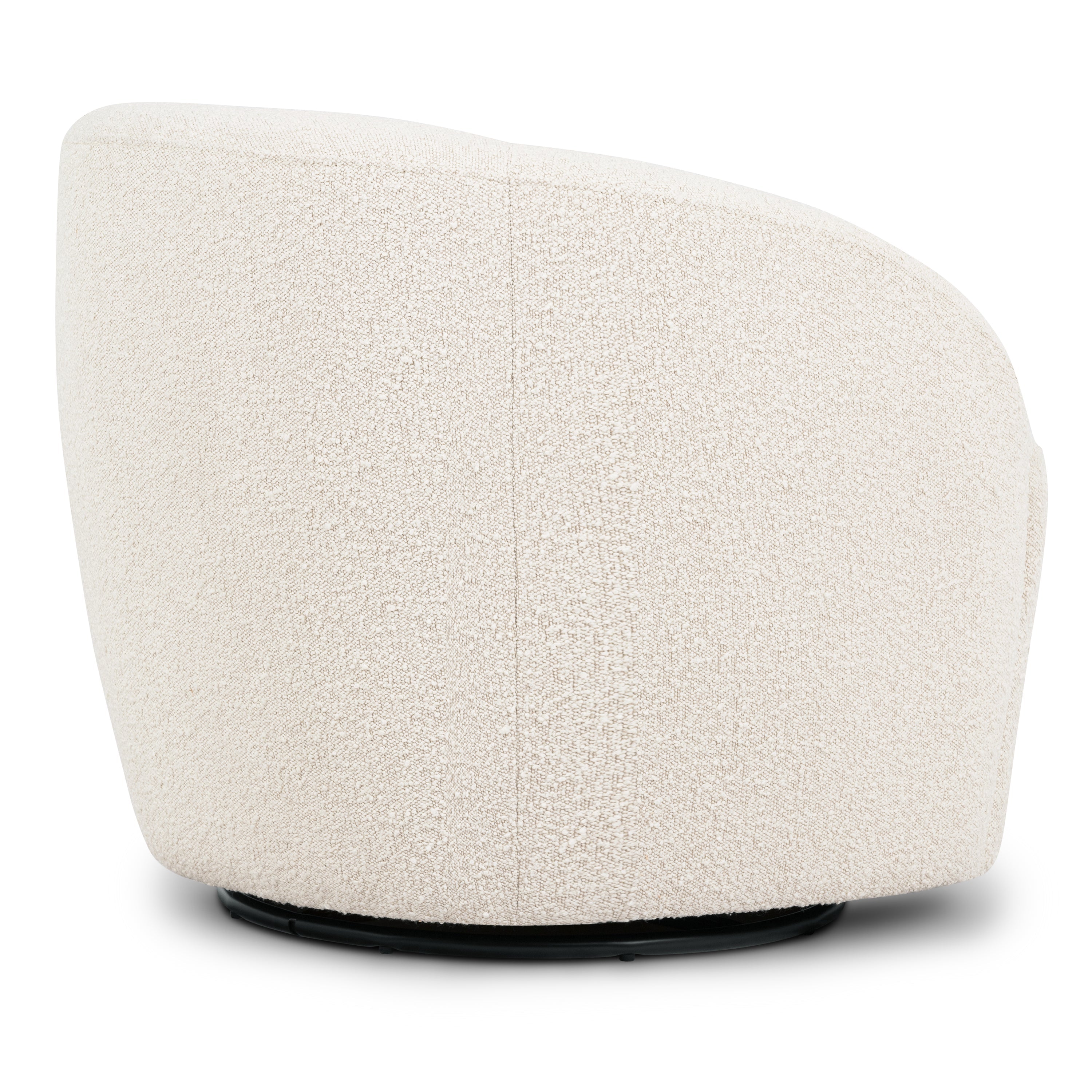 Modern Crema White Boucle Swivel Lounge Chair with Swivel Base