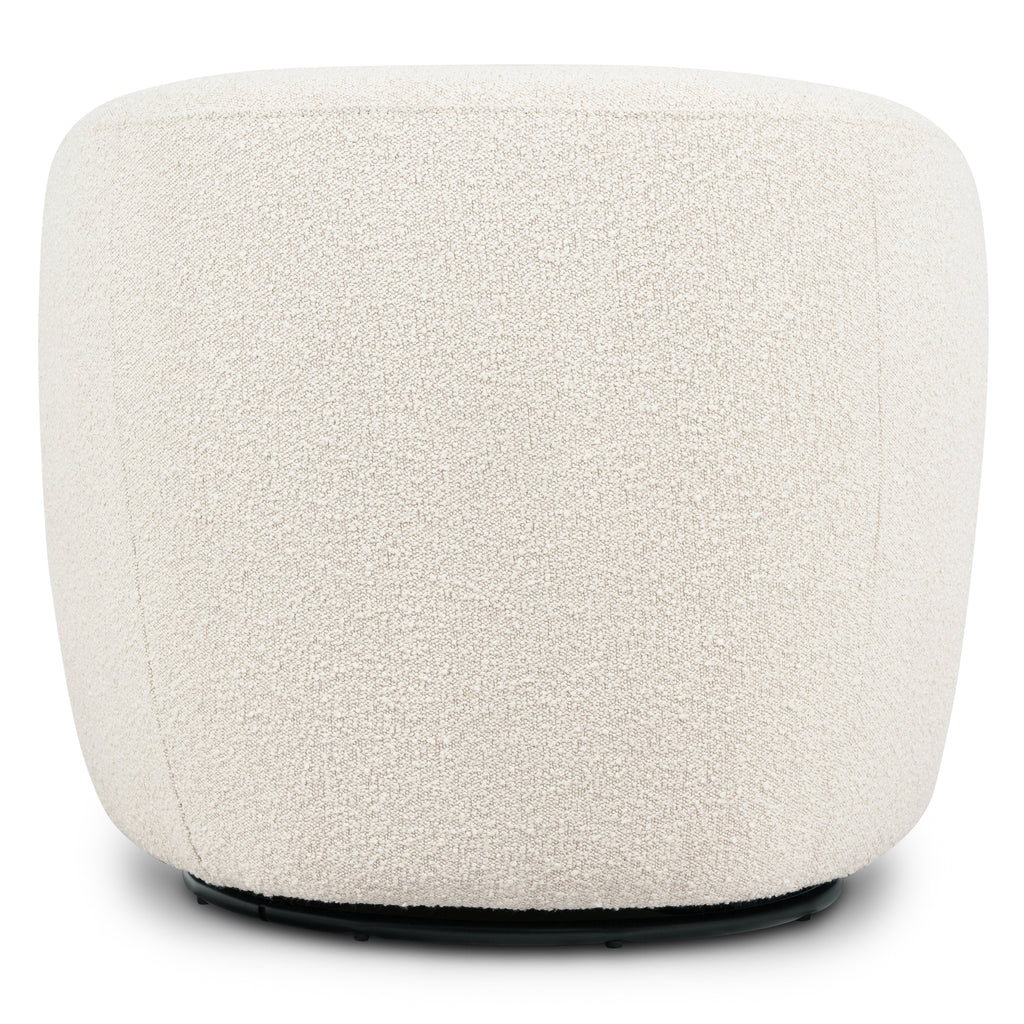 Modern Crema White Boucle Swivel Lounge Chair with Swivel Base