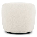 Fauteuil pivotant moderne en bouclé blanc cassé avec base pivotante