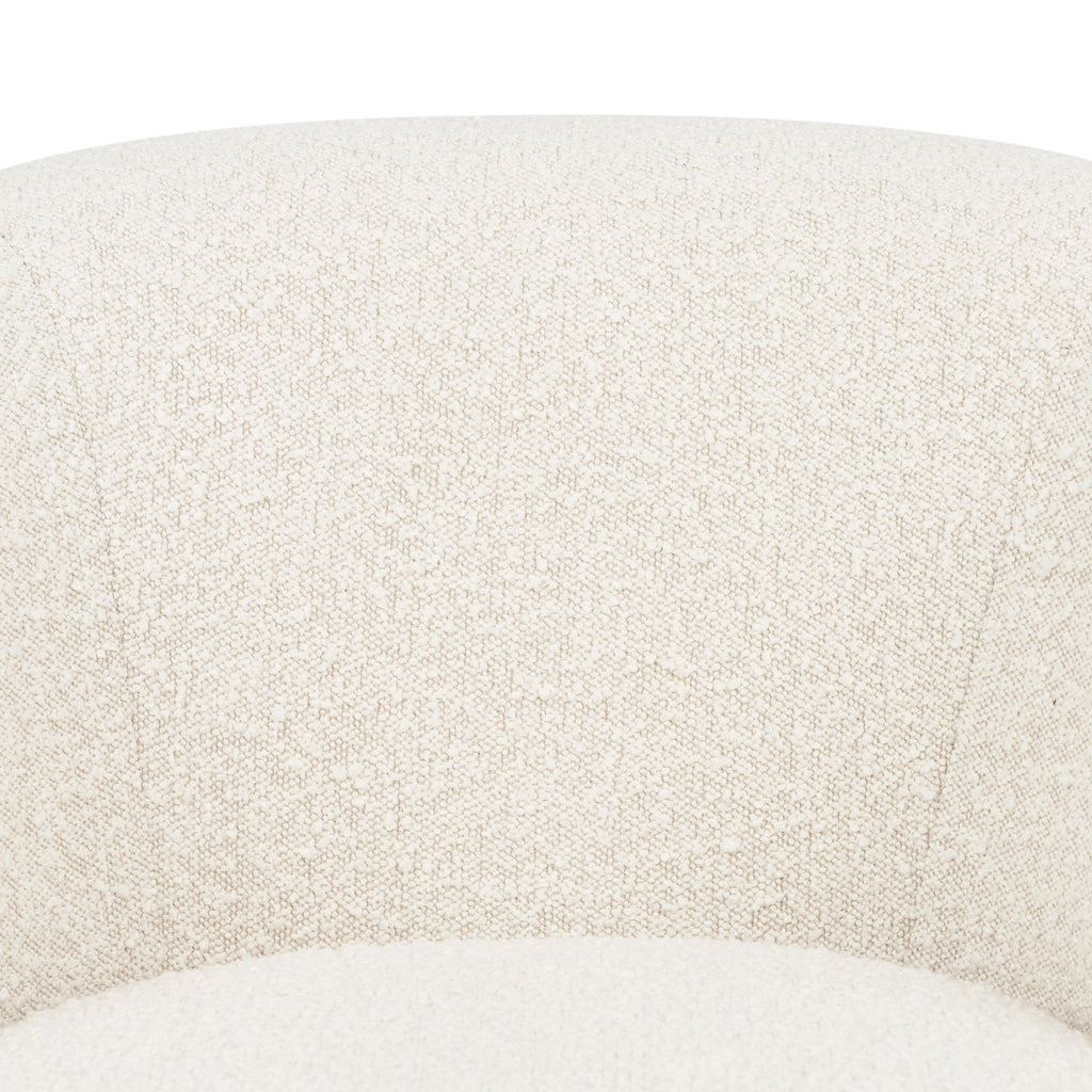 Modern Crema White Boucle Swivel Lounge Chair with Swivel Base