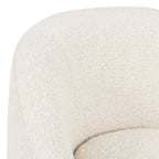 Fauteuil pivotant moderne en bouclé blanc cassé avec base pivotante
