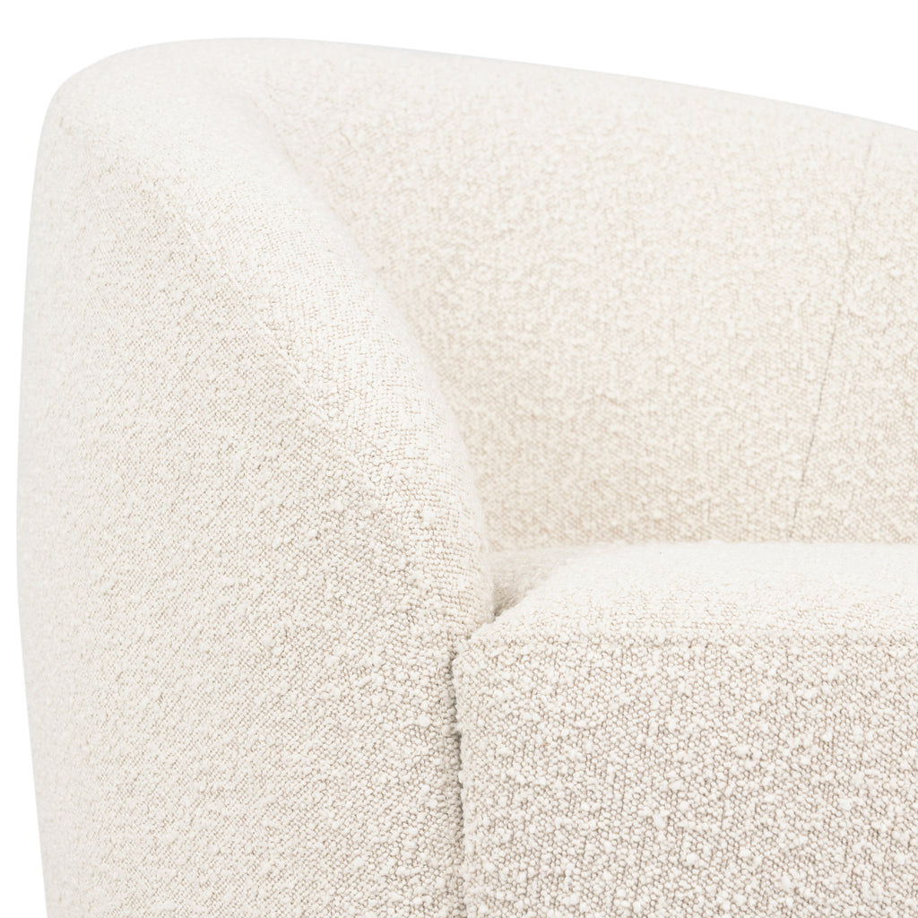Modern Crema White Boucle Swivel Lounge Chair with Swivel Base