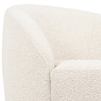 Fauteuil pivotant moderne en bouclé blanc cassé avec base pivotante
