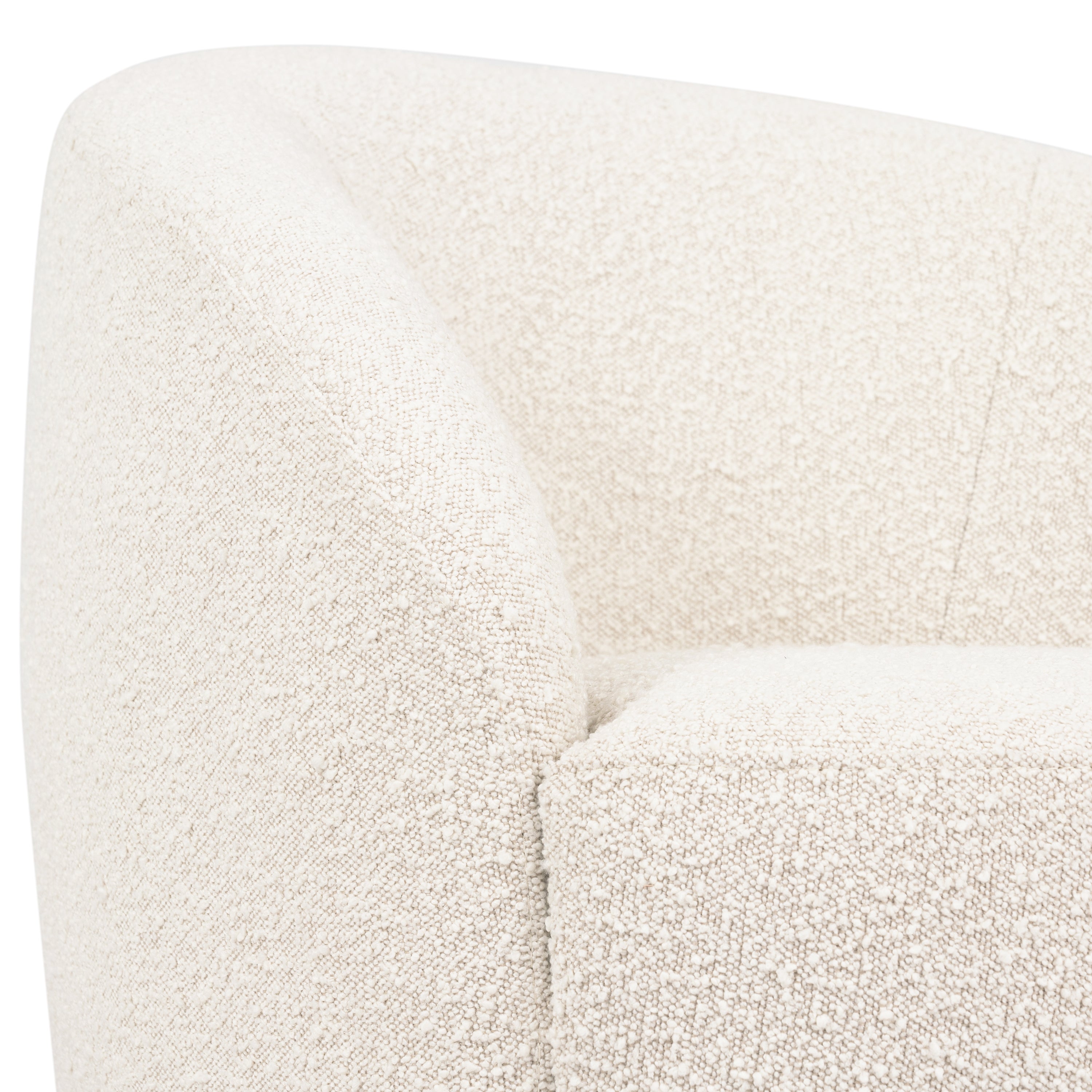 Modern Crema White Boucle Swivel Lounge Chair with Swivel Base
