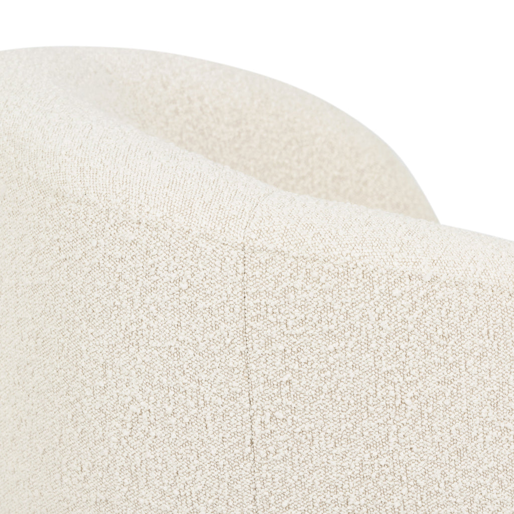 Modern Crema White Boucle Swivel Lounge Chair with Swivel Base