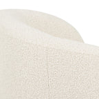Fauteuil pivotant moderne en bouclé blanc cassé avec base pivotante
