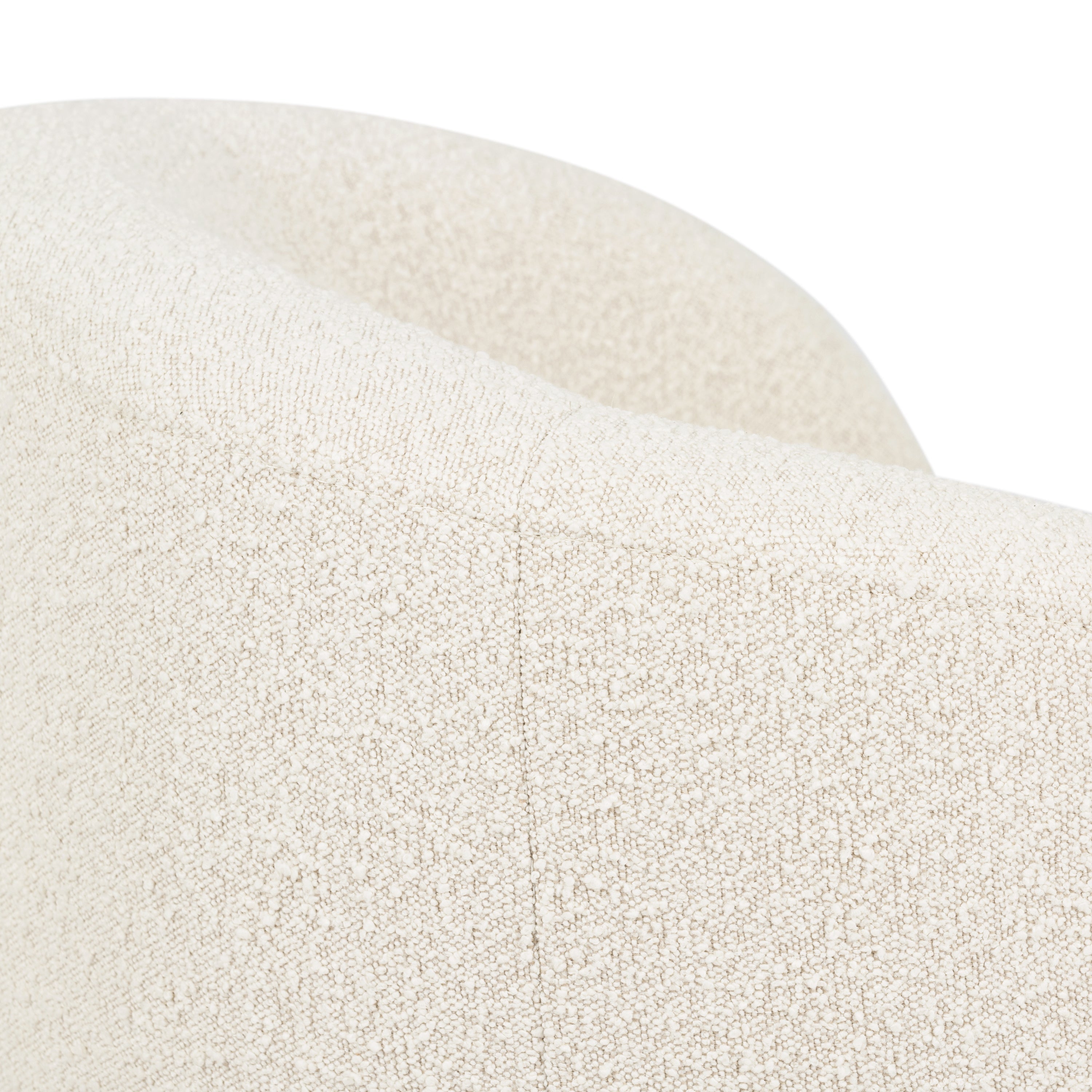 Modern Crema White Boucle Swivel Lounge Chair with Swivel Base