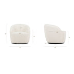 Fauteuil pivotant moderne en bouclé blanc cassé avec base pivotante