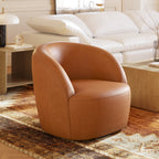 Fauteuil pivotant moderne en cuir tanné de couleur bourbon avec base pivotante