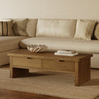 Table basse en bois de chêne Drift moderne pour salon