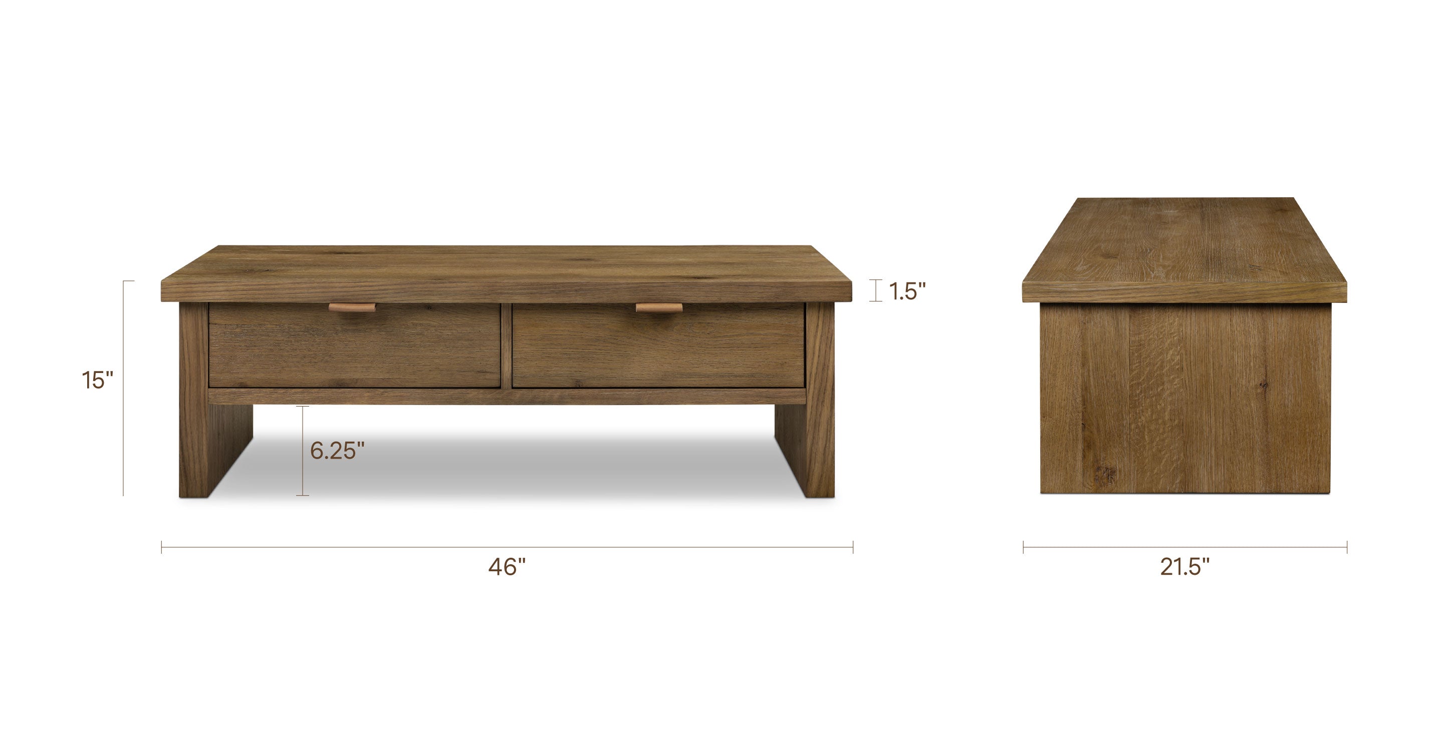 Modern Drift Oak Oak Wood Coffee Table for Living Room