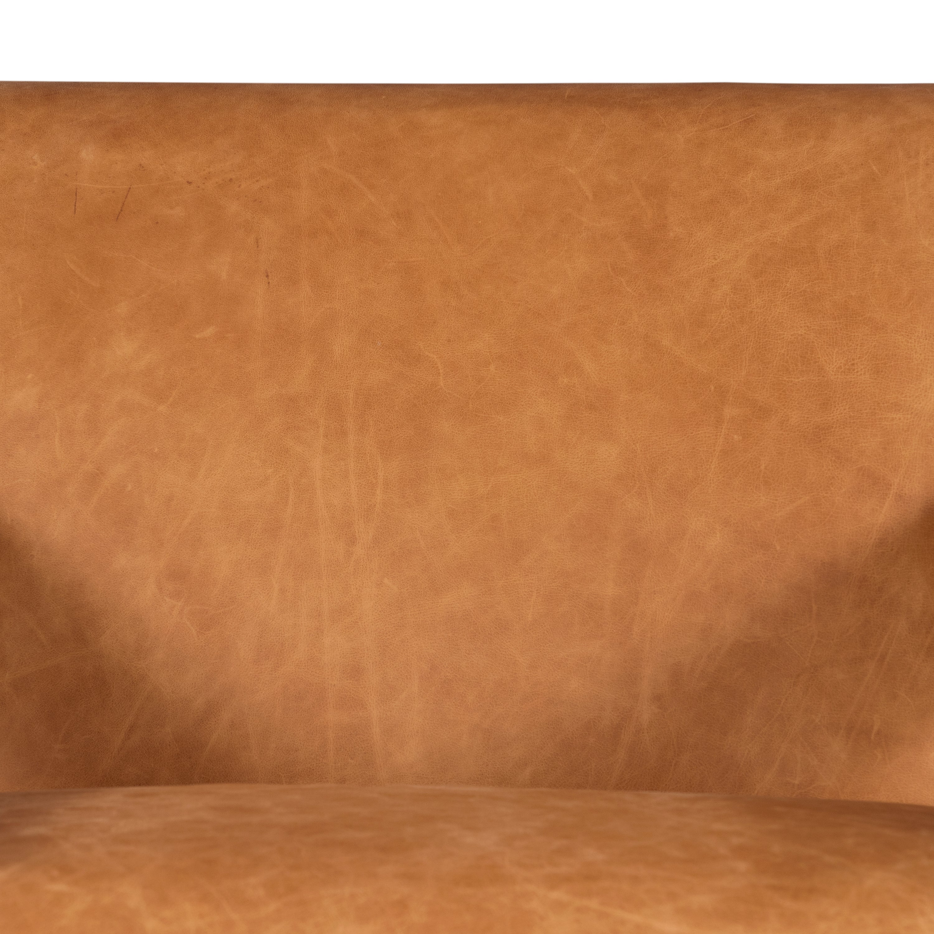 Modern Classic Cognac Tan Leather Lounge Chair with Solid Oak Frame