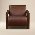 Modern Oscuro Brown Leather Lounge Chair with Solid Oak Frame