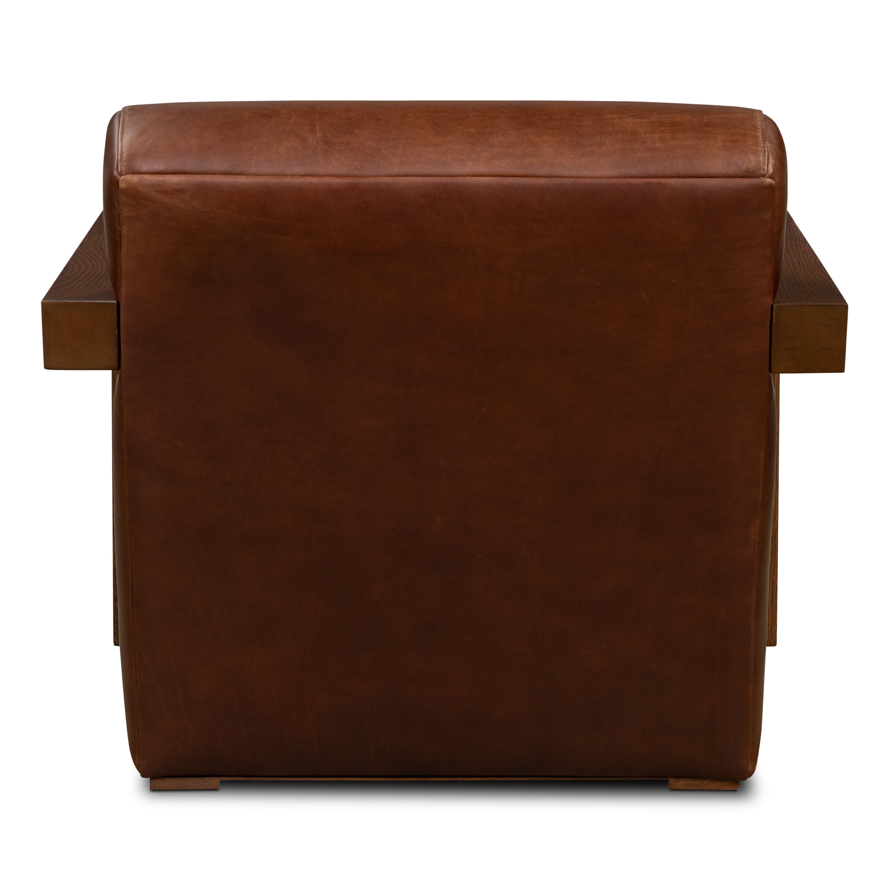 Modern Oscuro Brown Leather Lounge Chair with Solid Oak Frame
