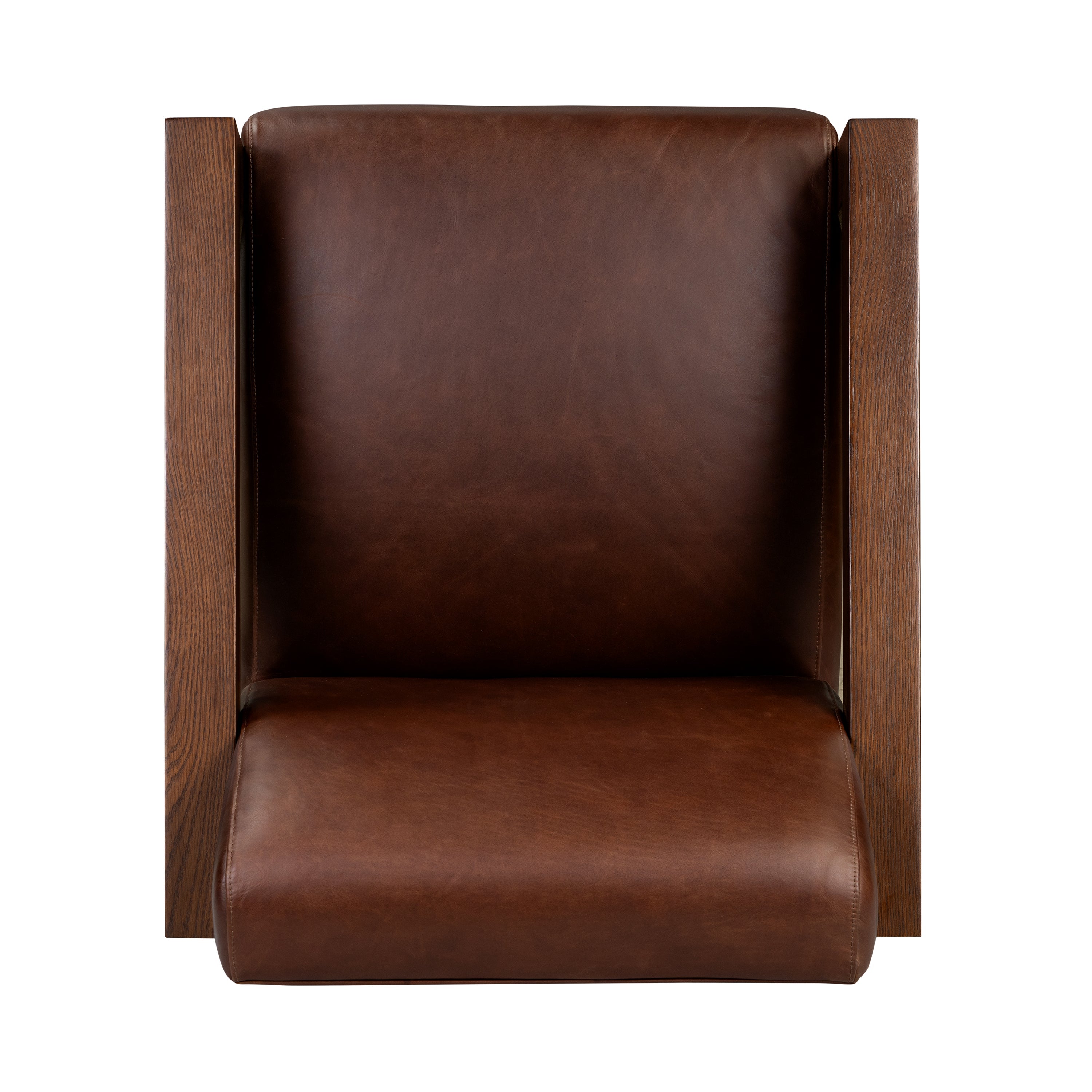 Modern Oscuro Brown Leather Lounge Chair with Solid Oak Frame