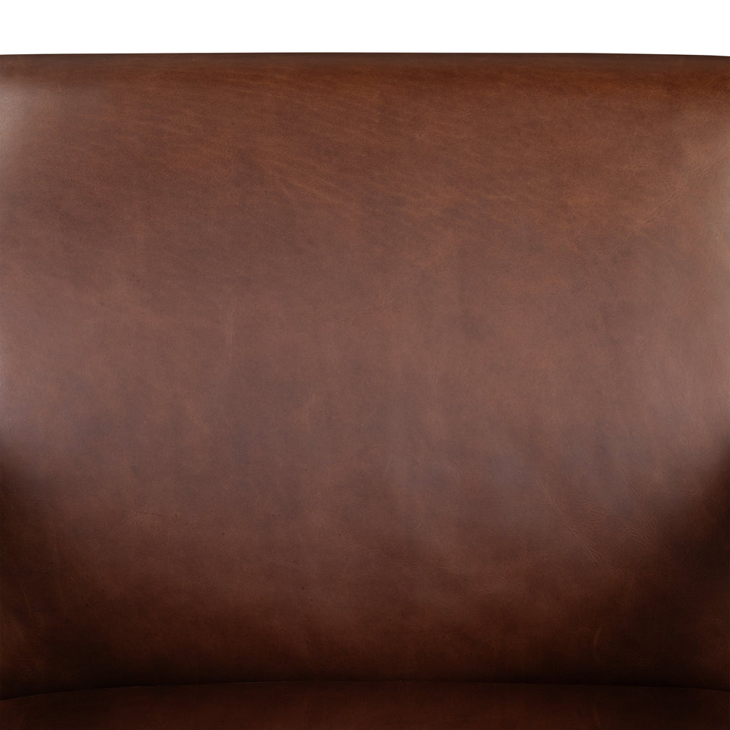 Modern Oscuro Brown Leather Lounge Chair with Solid Oak Frame