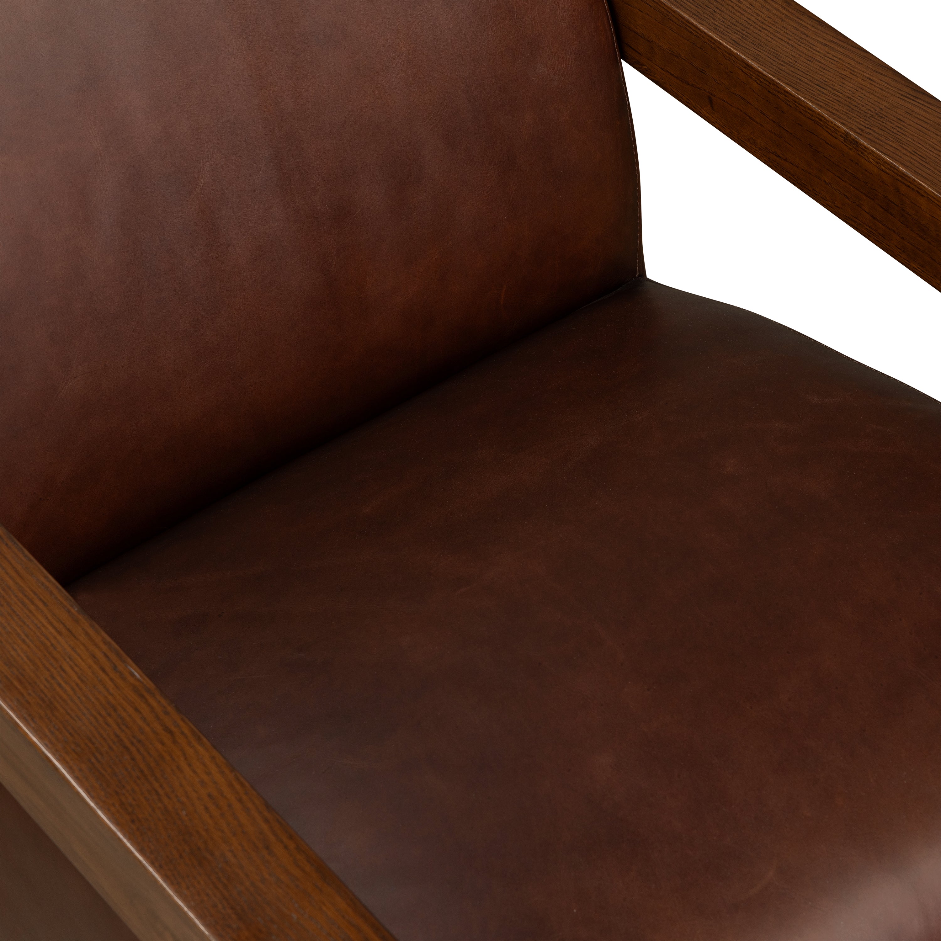 Modern Oscuro Brown Leather Lounge Chair with Solid Oak Frame