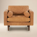 Modern Cognac Tan Leather Lounge Chair with Kiln-Dried Wood Frame