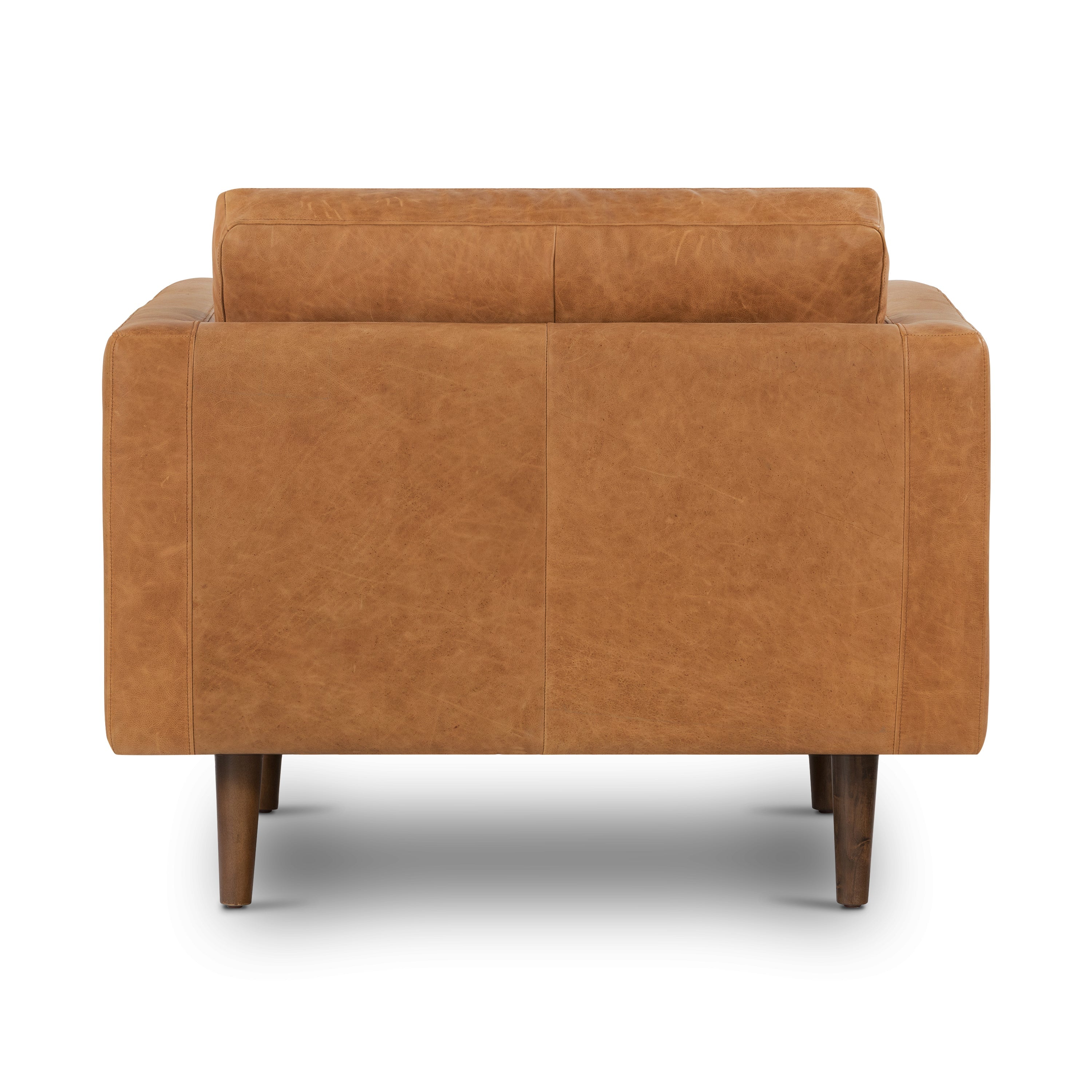 Modern Cognac Tan Leather Lounge Chair with Kiln-Dried Wood Frame