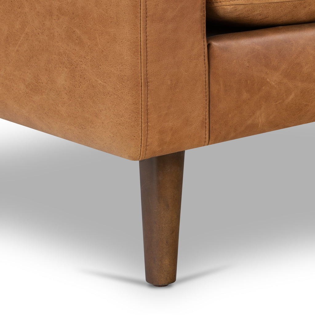 Modern Cognac Tan Leather Lounge Chair with Kiln-Dried Wood Frame