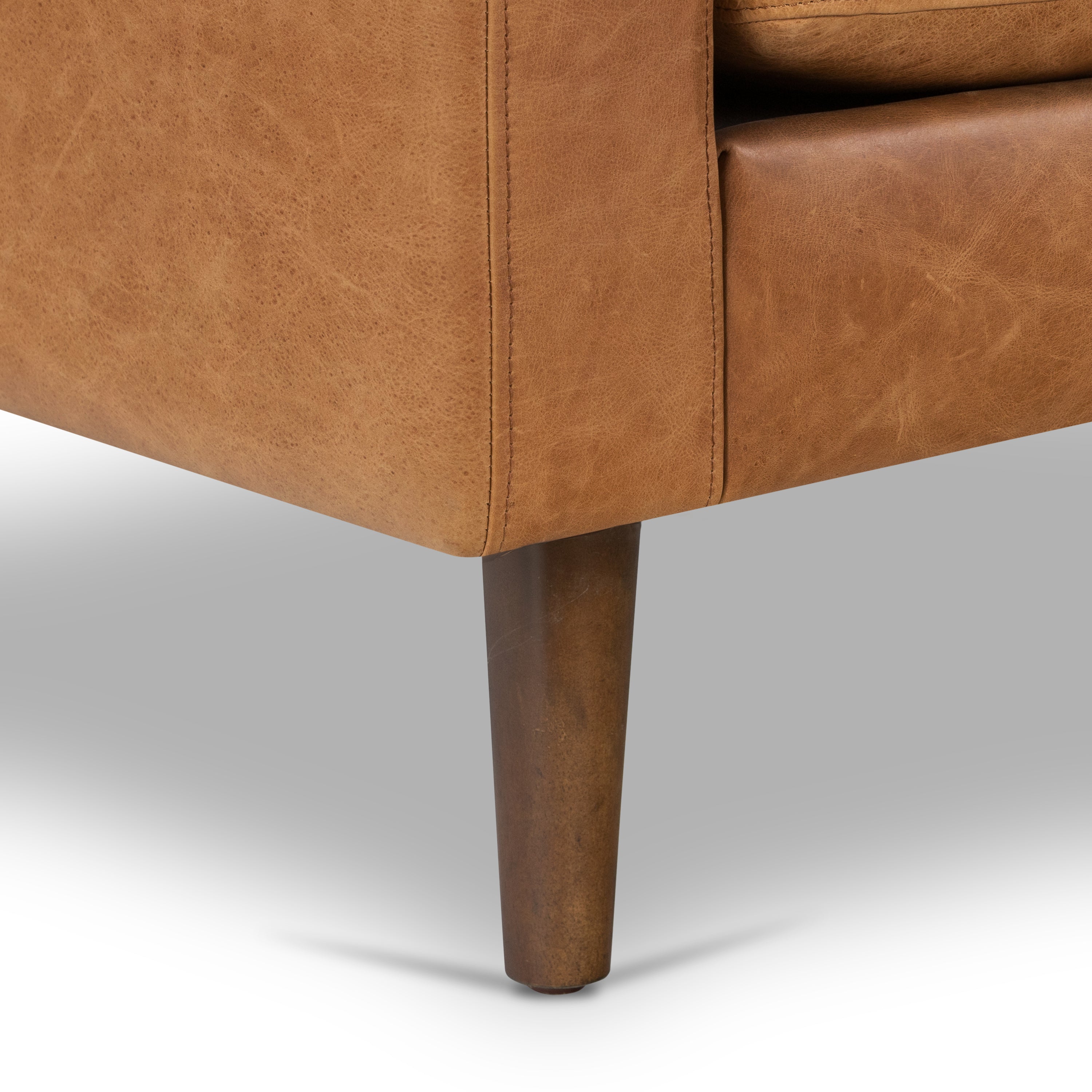 Modern Cognac Tan Leather Lounge Chair with Kiln-Dried Wood Frame