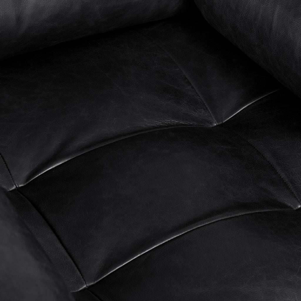 Modern Onyx Black Leather Lounge Chair with Kiln-Dried Wood Frame