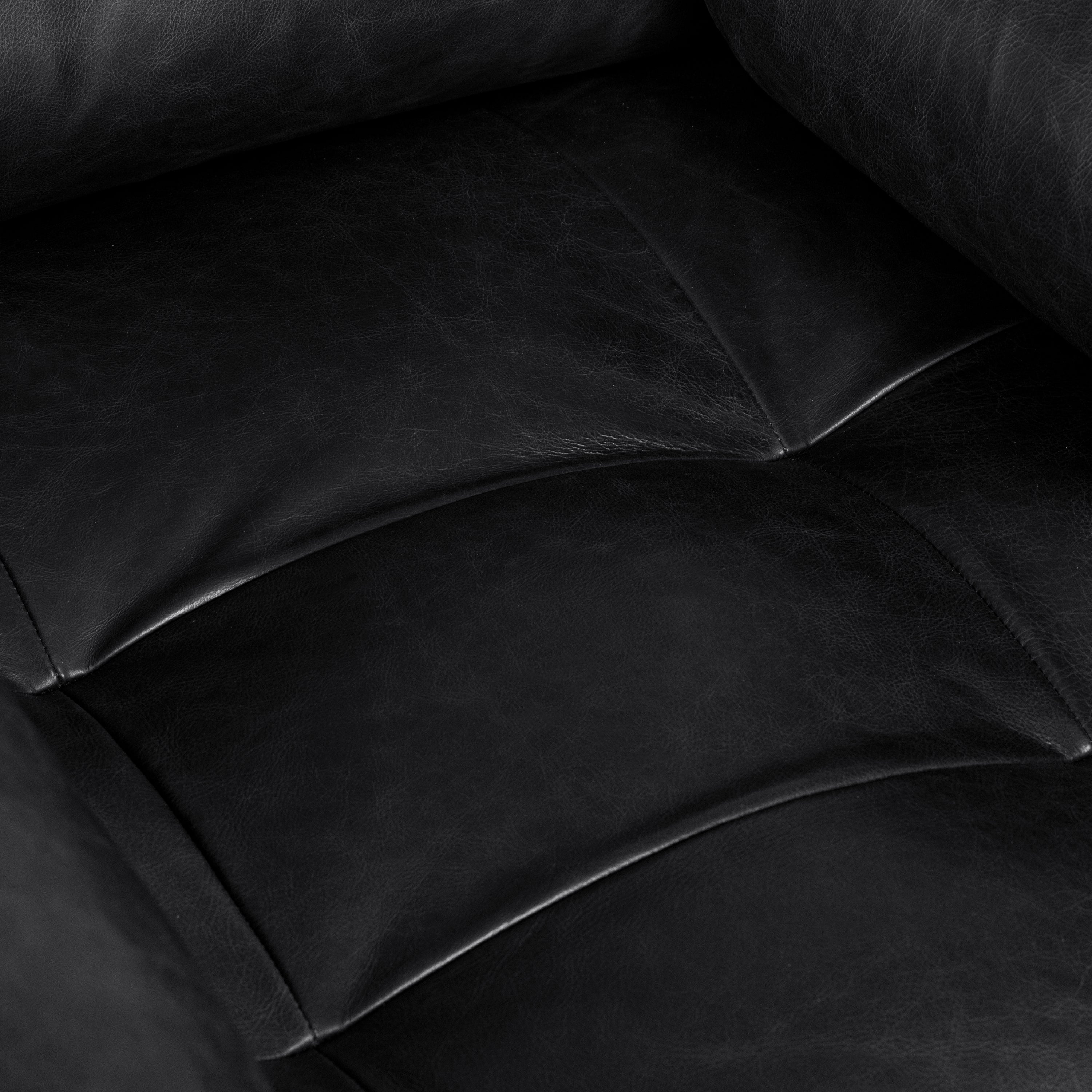 Modern Onyx Black Leather Lounge Chair with Kiln-Dried Wood Frame