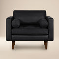 Modern Onyx Black Leather Lounge Chair with Kiln-Dried Wood Frame