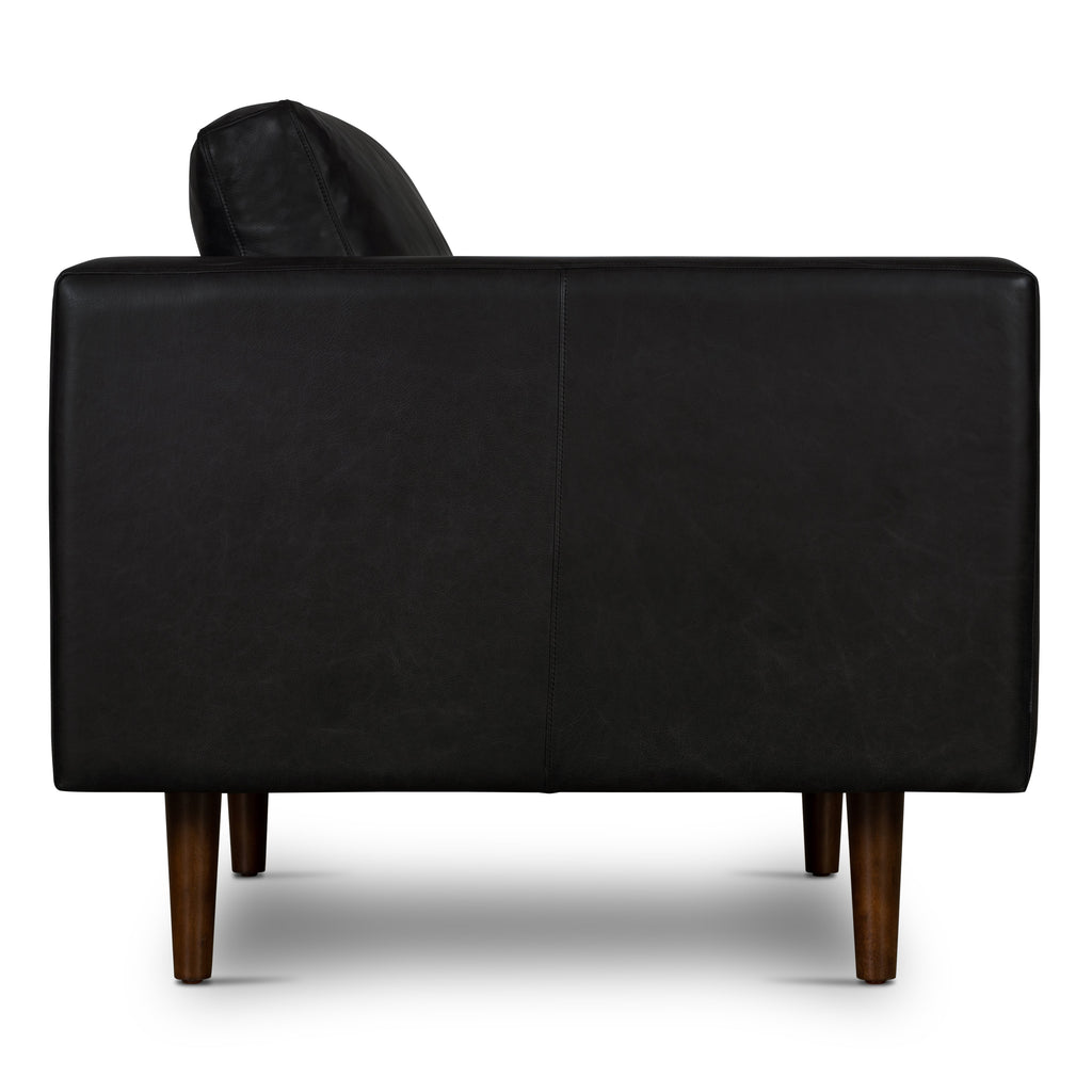Modern Onyx Black Leather Lounge Chair with Kiln-Dried Wood Frame
