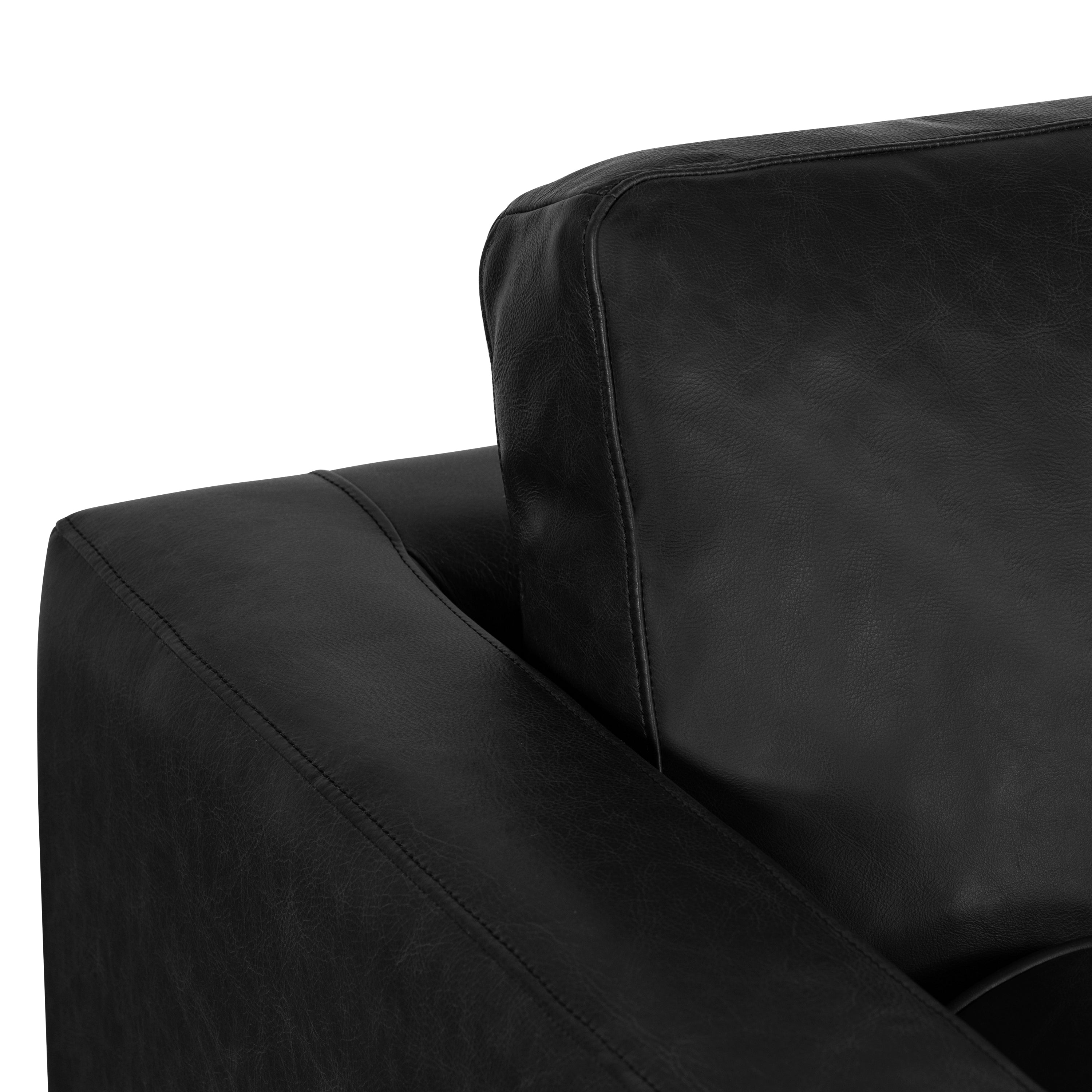 Modern Onyx Black Leather Lounge Chair with Kiln-Dried Wood Frame