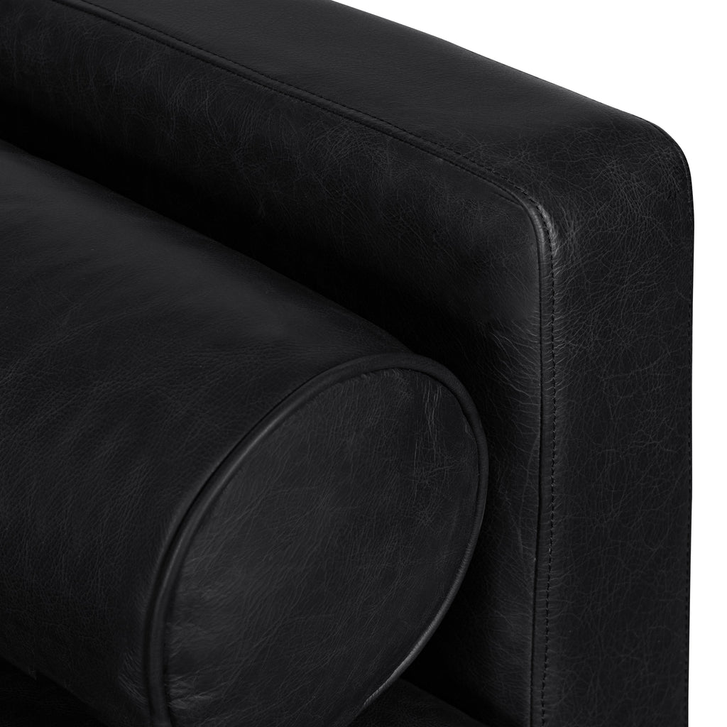 Modern Onyx Black Leather Lounge Chair with Kiln-Dried Wood Frame