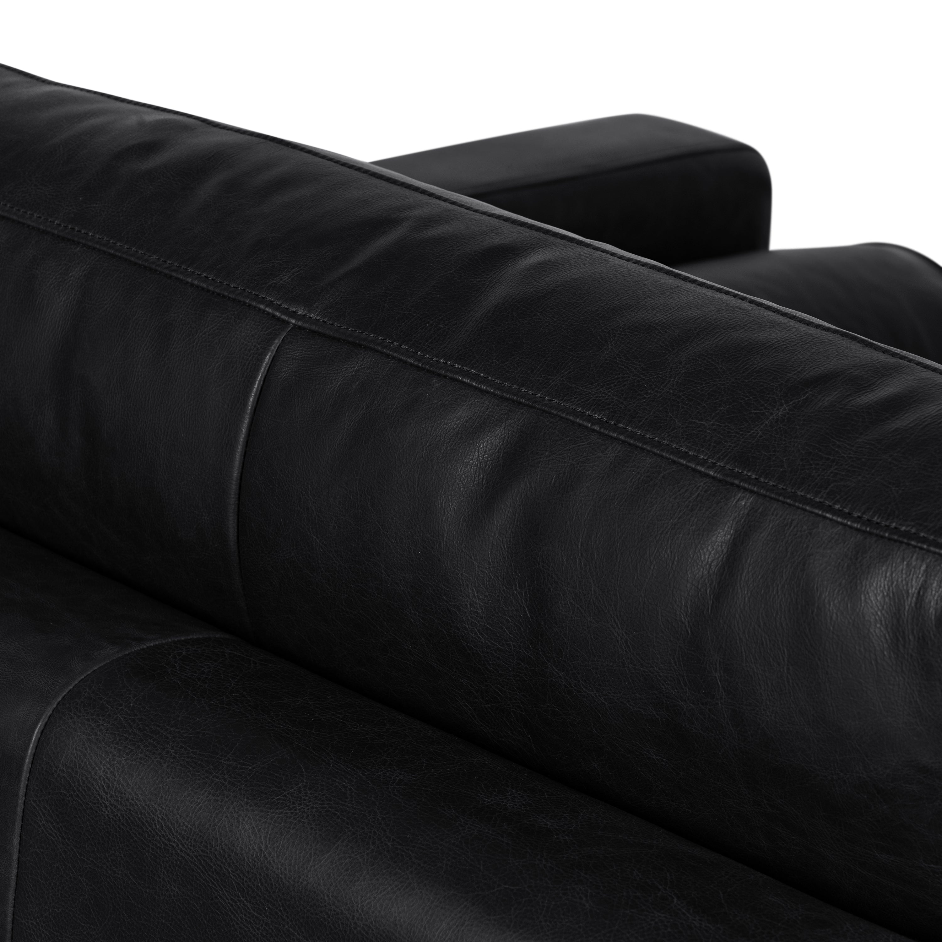 Modern Onyx Black Leather Lounge Chair with Kiln-Dried Wood Frame