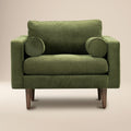 Modern Classic Distressed Green Velvet Lounge Chair with Kiln-Dried